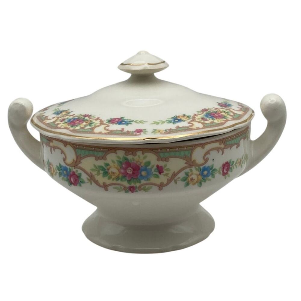 Vintage 1920's-1930's Mildred Pattern Mount Clemens Gold Rim Sugar bowl with Lid